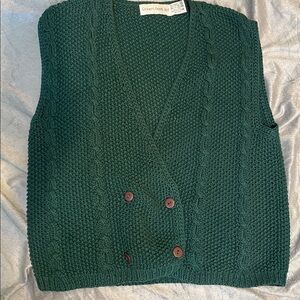 Green Robert Scott LTD vintage cottagecore Knit Double-Breasted Women’s Vest
